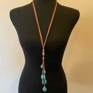 NWT Boho Faux Turquoise Leather Necklace